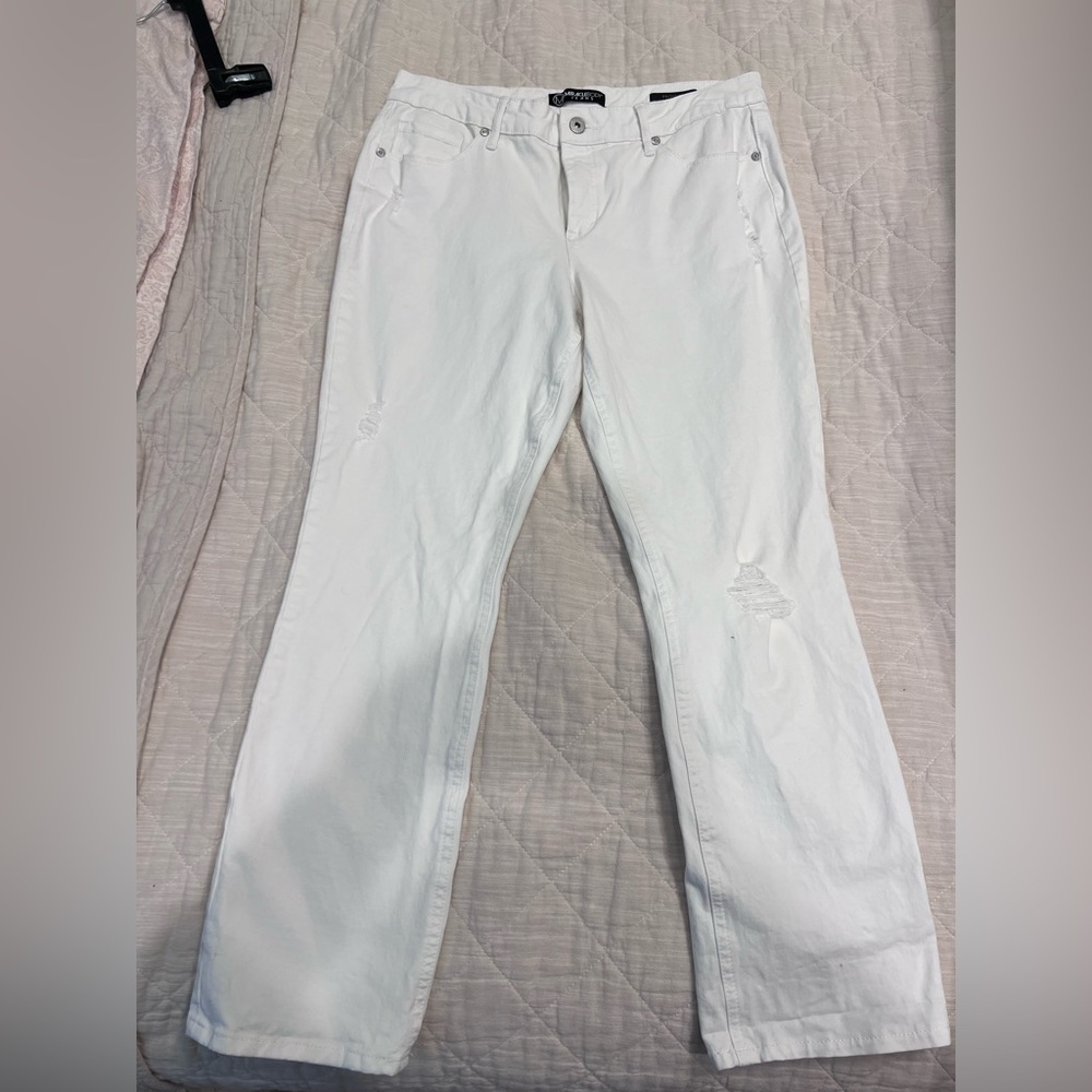 Miracle body White Straight-Leg Jeans cropped
